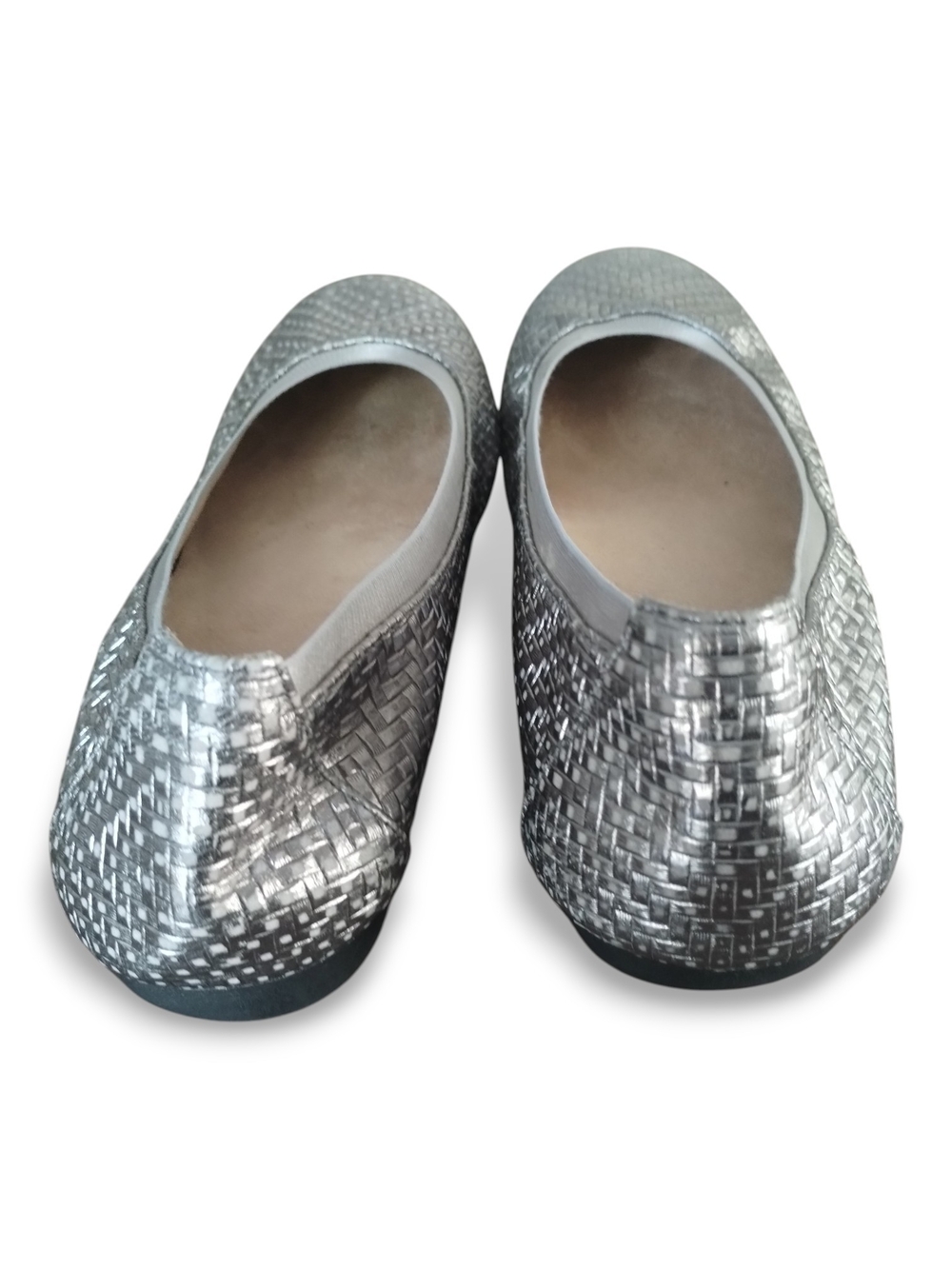 Vionic Anita Silver Metallic Basketweave Ballet Flats Orthotic 8 - Picture 5 of 11